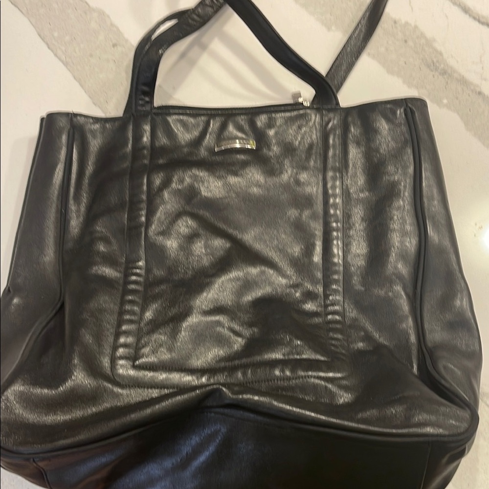 Large Wilson Black Leather Tote Bag